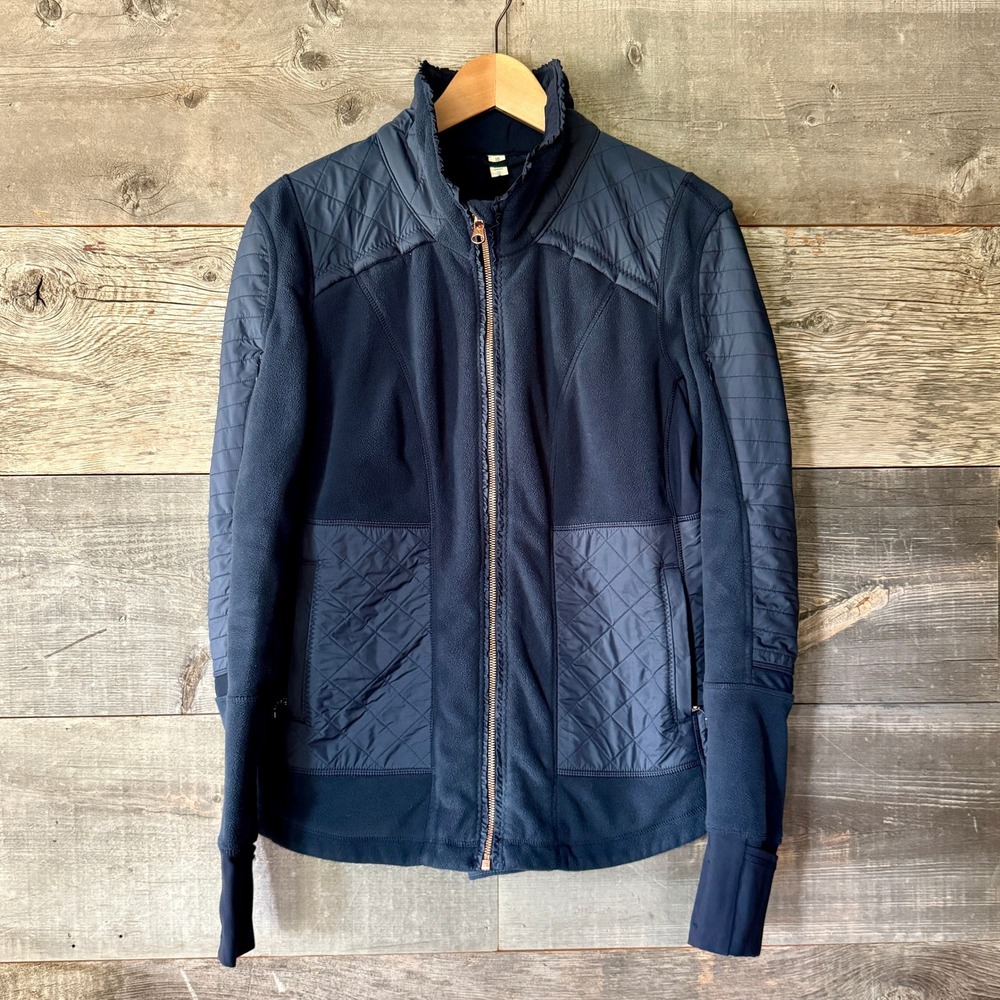 Lululemon Womans Fleecy Keen Jacket 10 Inkwell Full‎ Zip Fleece Athleisure *READ